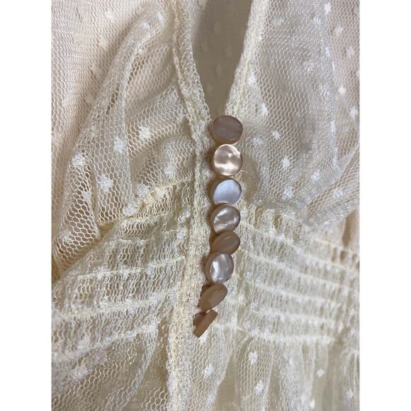 DIVINE HERITAGE Plunge Ivory Sheer Lace Ruched Crop Blouse US SMALL NWT $295 - Picture 5 of 12